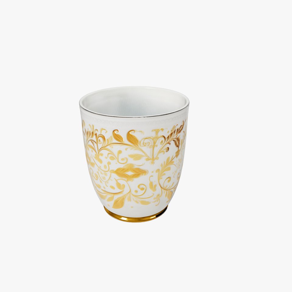 Elegant Porcelain Mug Model Pack with Gold Pattern